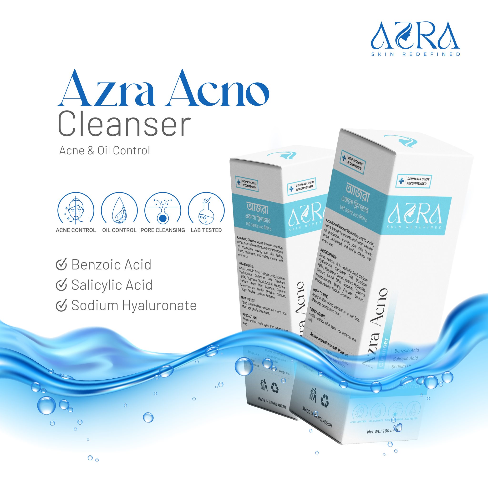 Azra Acno Cleanser 100ml-1 Azra Acno Cleanser 100ml - Image 1