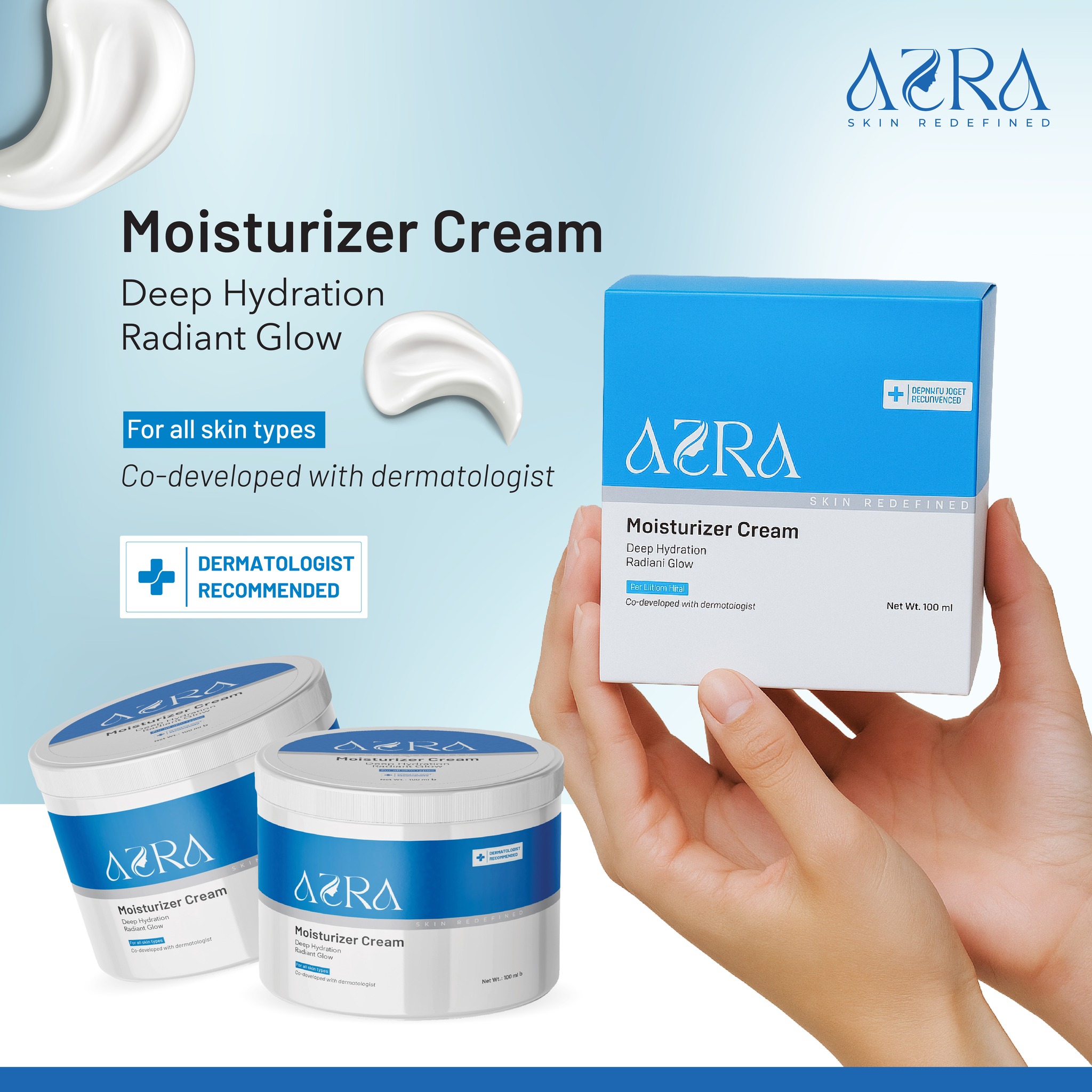 Azra Moisturising Cream for All Skin Type 100ml-4 Azra Moisturising Cream for All Skin Type 100ml - Image 1